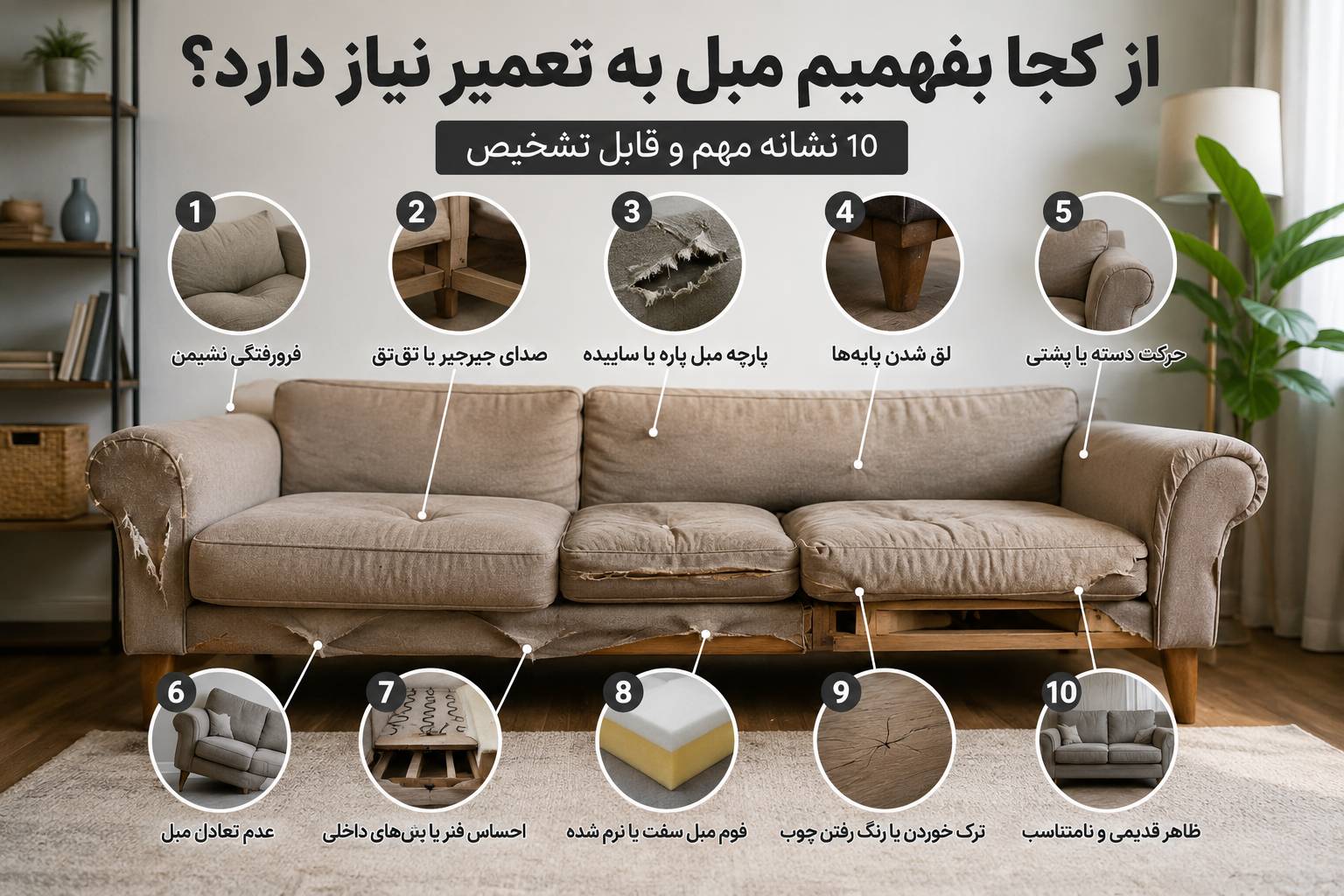 از کجا بفهمیم مبل به تعمیر نیاز دارد؟ ۱۰ نشانه مهم