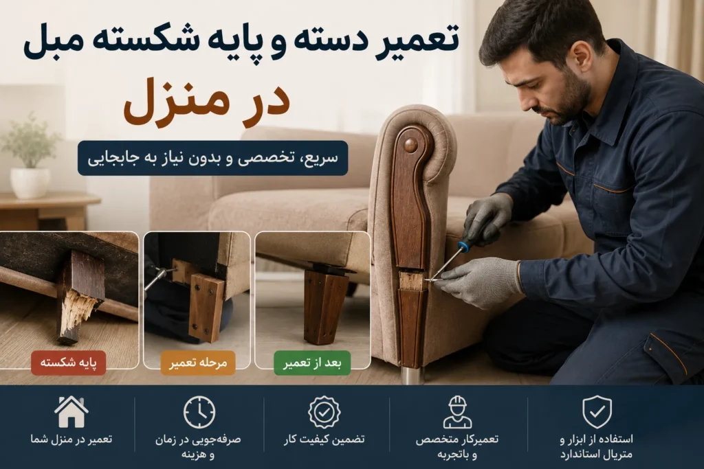 تعمیر دسته و پایه شکسته مبل در منزل؛ راهنمای کامل